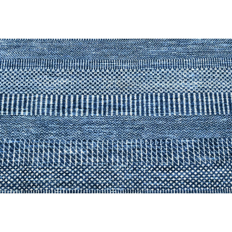 Tapis bleu de haute qualité noué à la main, Rectangle 12 pi x 16 pi 7 po