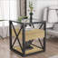 Table basse en bois naturel aggloméré avec plateau en verre trempé, peu encombrant pour le salon, facile à nettoyer-457112099