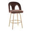 Tabouret de bar pivotant à hauteur fixe avec revêtement en velours et repose-pieds rond - ensemble de 2-659514945