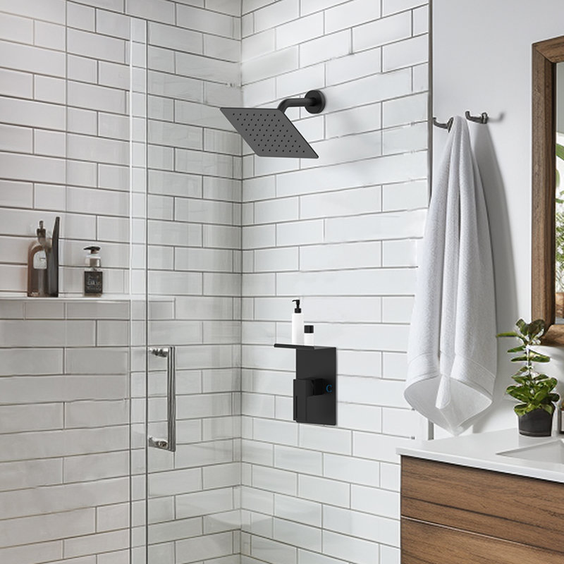 Système de douche pluviale carrée 8 pouces Topcraft, Noir mat