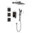 Shower System In Matte Black With Stylish Appeal: Head, Hand Shower, Slide Bar, Bodysprays, Arm, Hose, Valve Trim Assembly Balancing And Hose-117092690