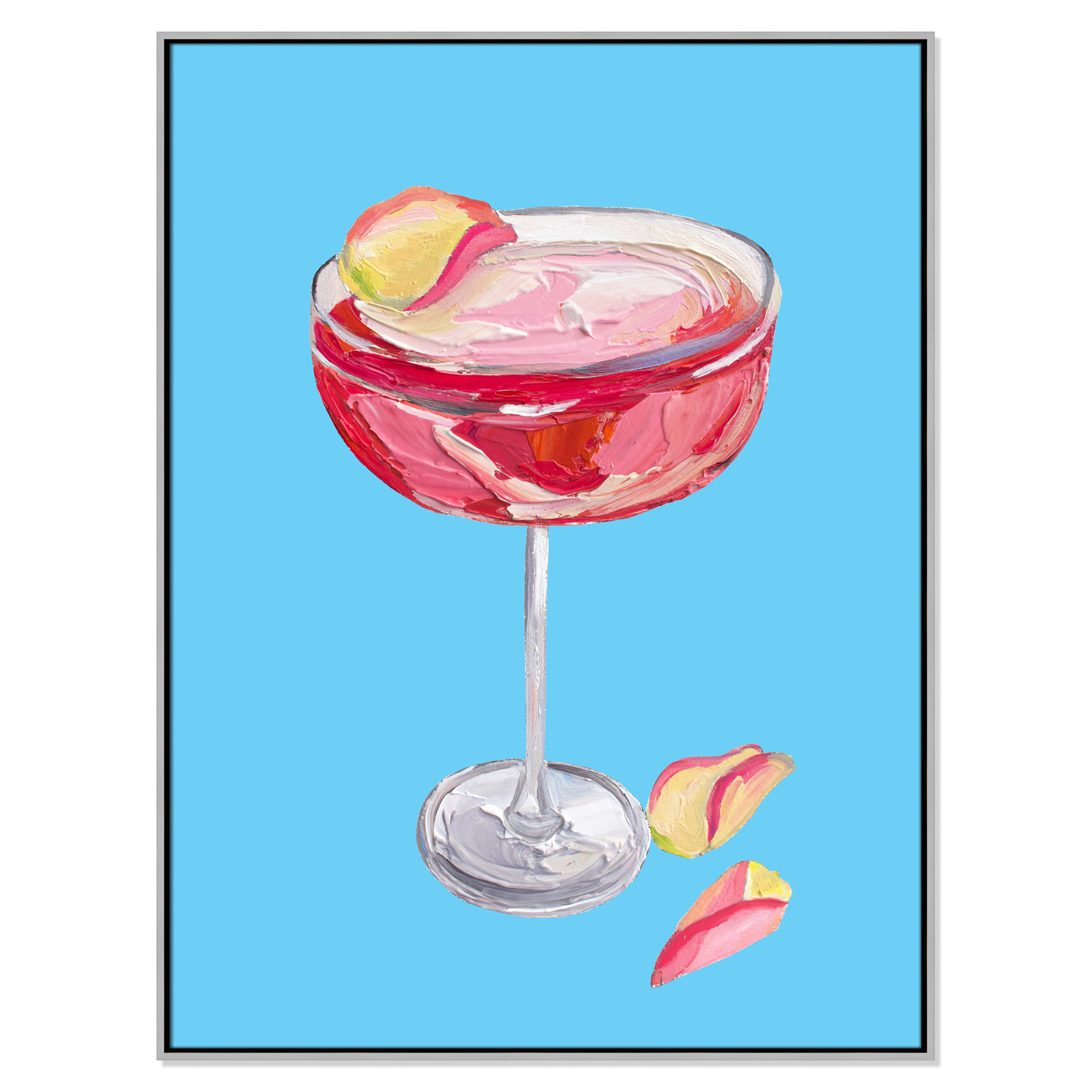 Sparkling Rose Gin Cocktail Print by Straker, 49.5" H x 37.5" W, Silver Floater