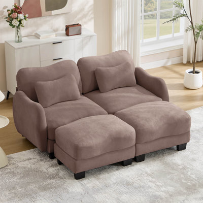 Canapé modulaire 70,8 po Curve Design avec 2 repose-pieds et 2 coussins décoratifs
