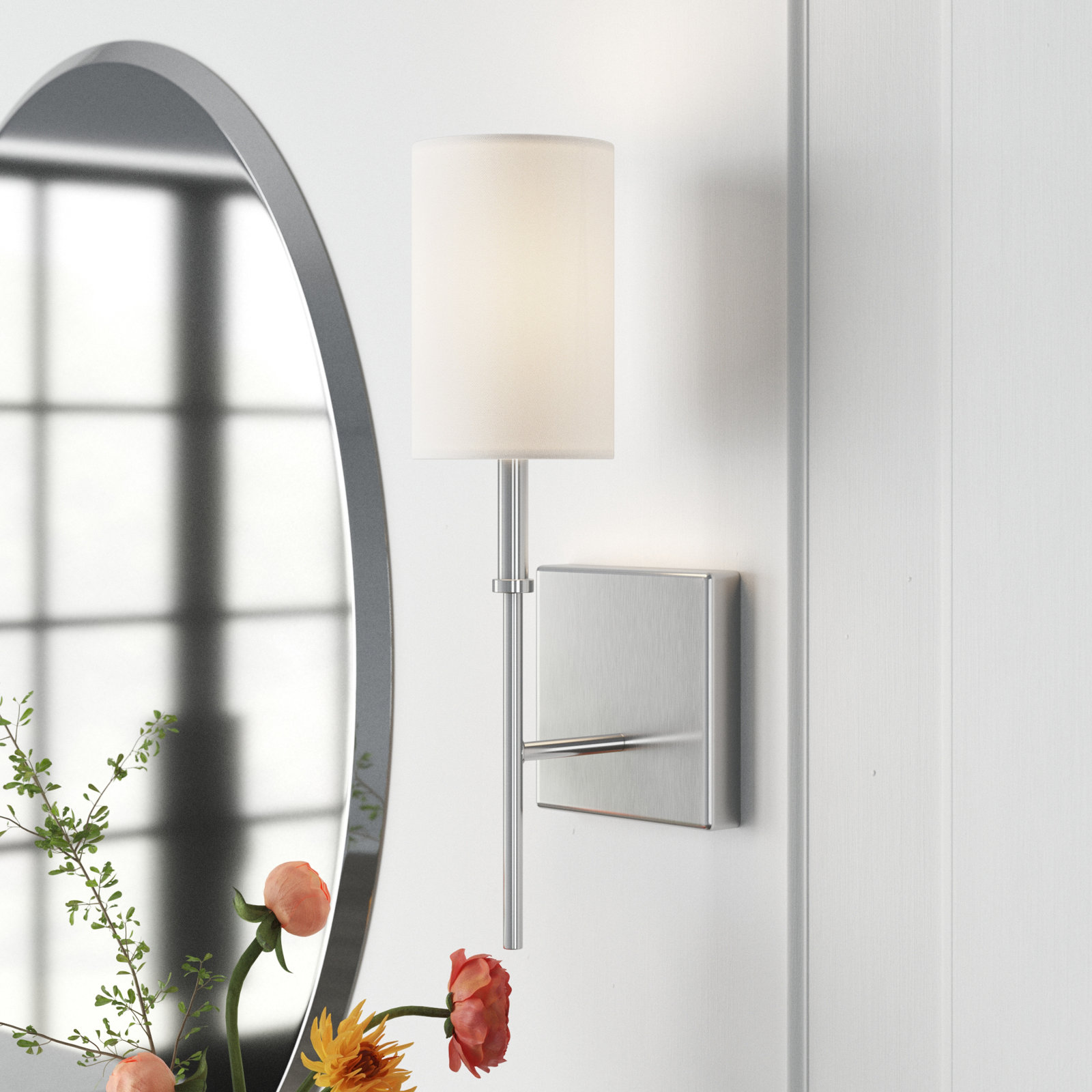 Rowley Single Light Dimmable Bath Sconce, Brushed Nickel