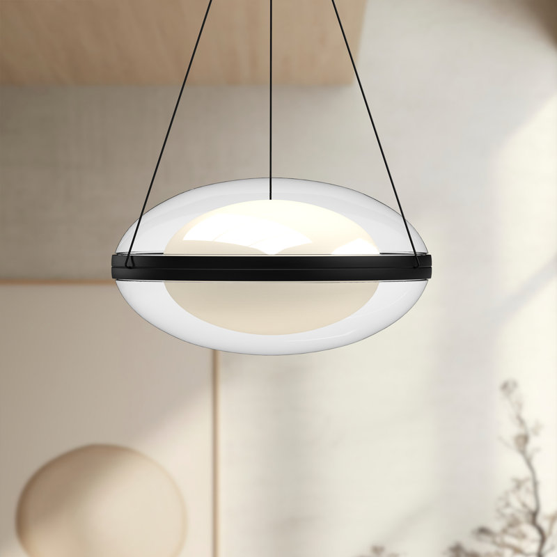 Luminaire suspendu géométrique 1 lumière DEL Virgo, Noir, H 9,25 po x l 16,13 po x P 16,13 po