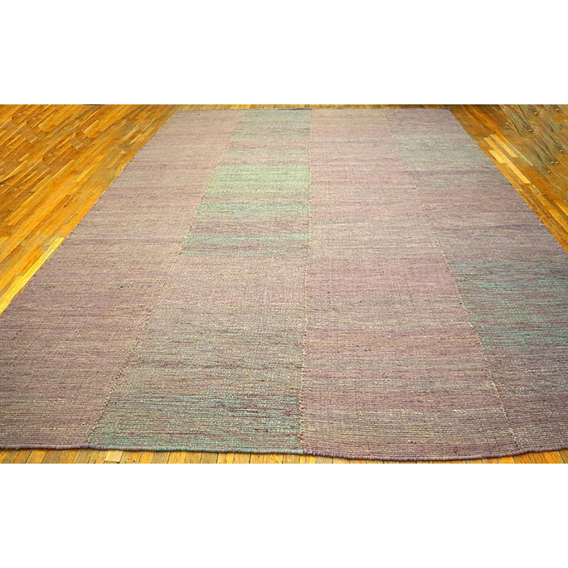 Awesome Rose-Green Color Contemporary Handwoven Wool Shaker Style Flat Weave Rug 10'0" x 13'8"