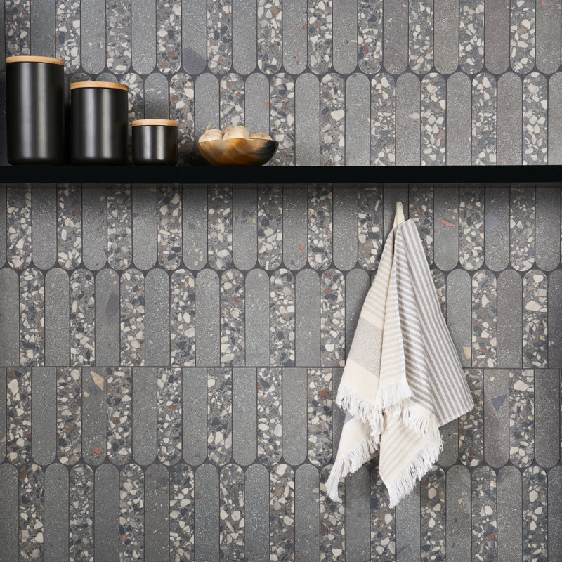 Carreau de mosaïque aléatoire en porcelaine 8 po x 16 po Lane (0,86 pieds carrés / chaque), Gris anthracite
