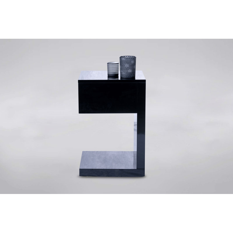 Montufar Side Table with Storage, Black