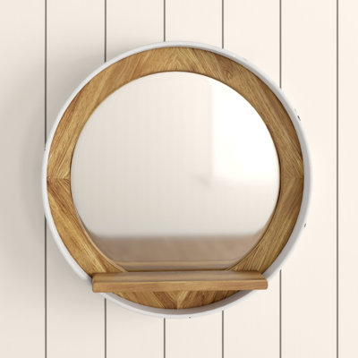 Flat Wall Mirror with Shelves