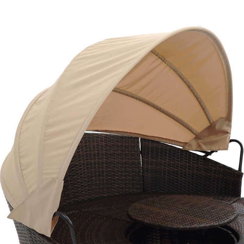 Canapé-lit d'extérieur en rotin Kd, Beige