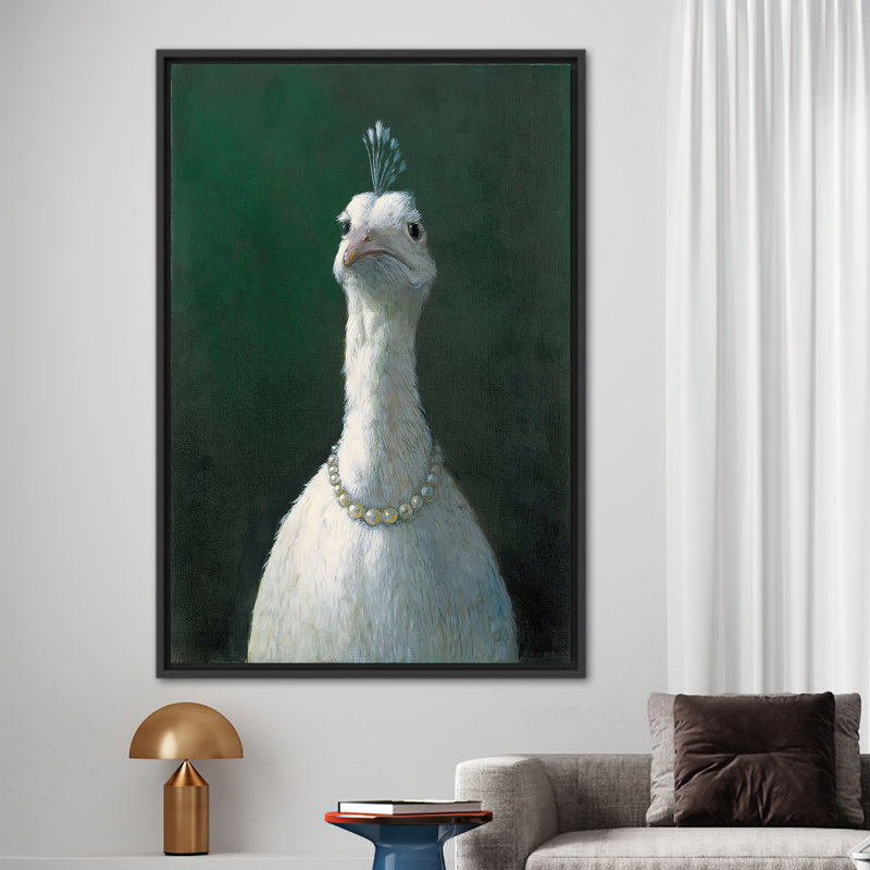 Impression sur toile «Peacock with Perles», impression sur toile, Noir, Impression encadrée flottante sans passe-partout