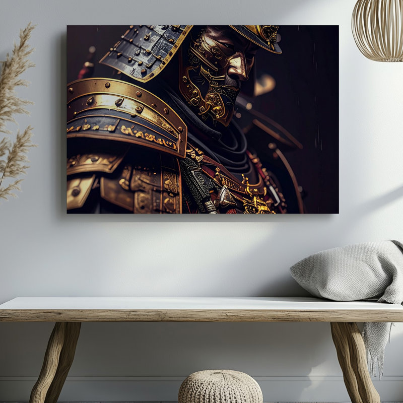 Art mural sur toile de Samurai, casque et armure, H 16 po x l 20 po