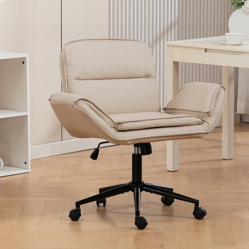 Chaise de bureau Criss Cross, Similicuir beige 1