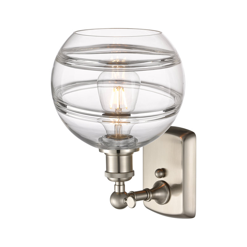 Applique murale 1 lumière Ballston Bienes, Transparent, H 10,88 po x l 8 po x P 8,13 po, Nickel satiné