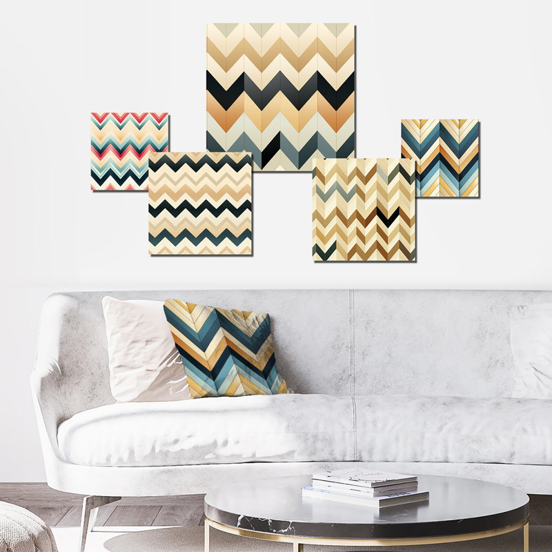 Carmouche - ensemble d'art mural à chevrons de 5
