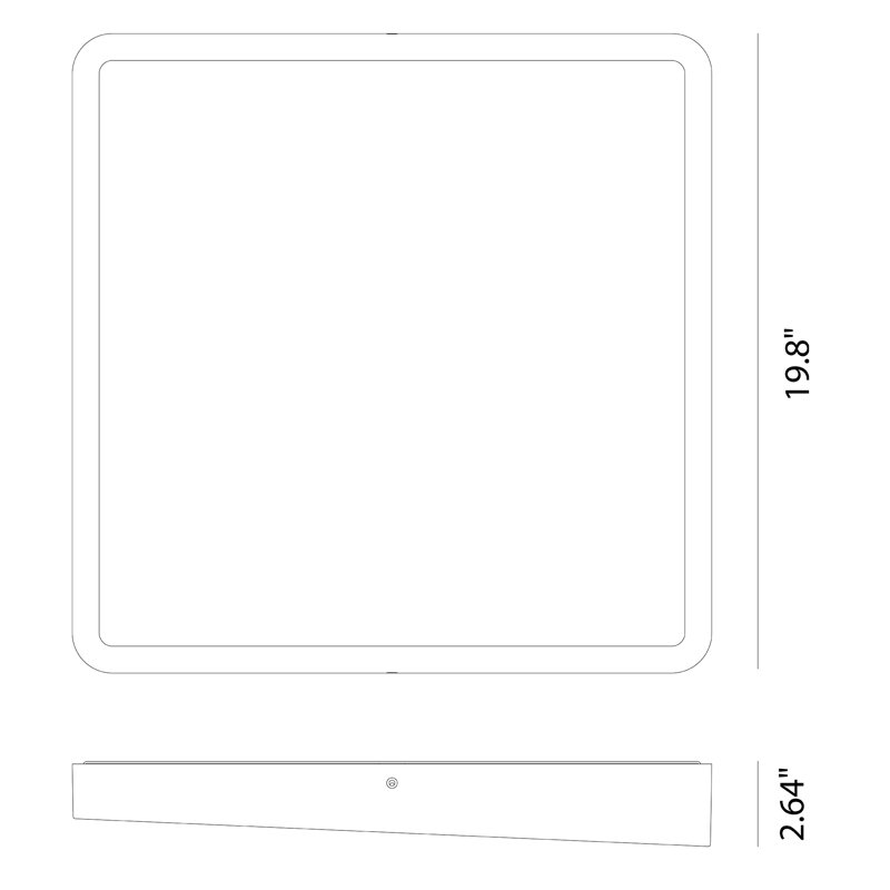 Plafonnier encastré 1 lumière DEL 23,7 po, H 2,6 po x l 19,8 po x P 19,8 po