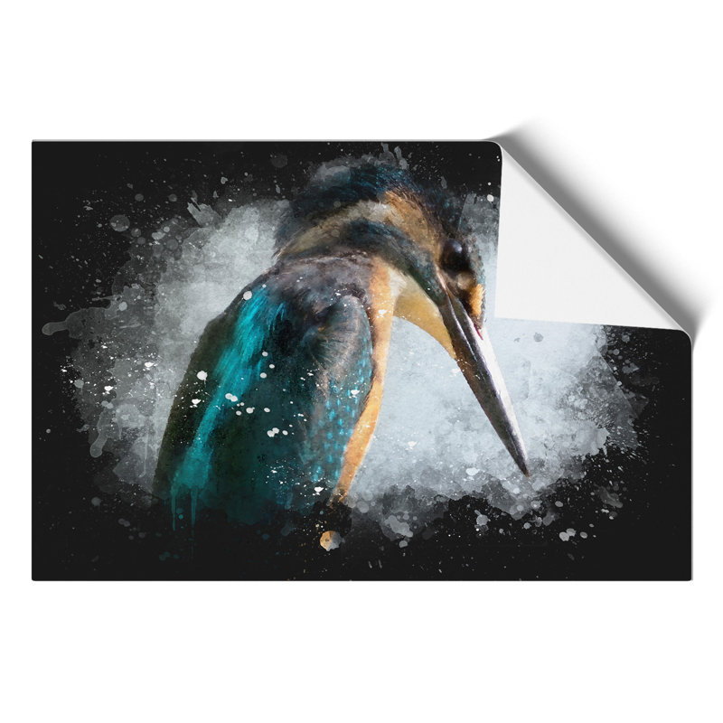 Kingfisher Bird Paint Splash - Frameless Print, 42cm H x 59cm W x 0.1cm D