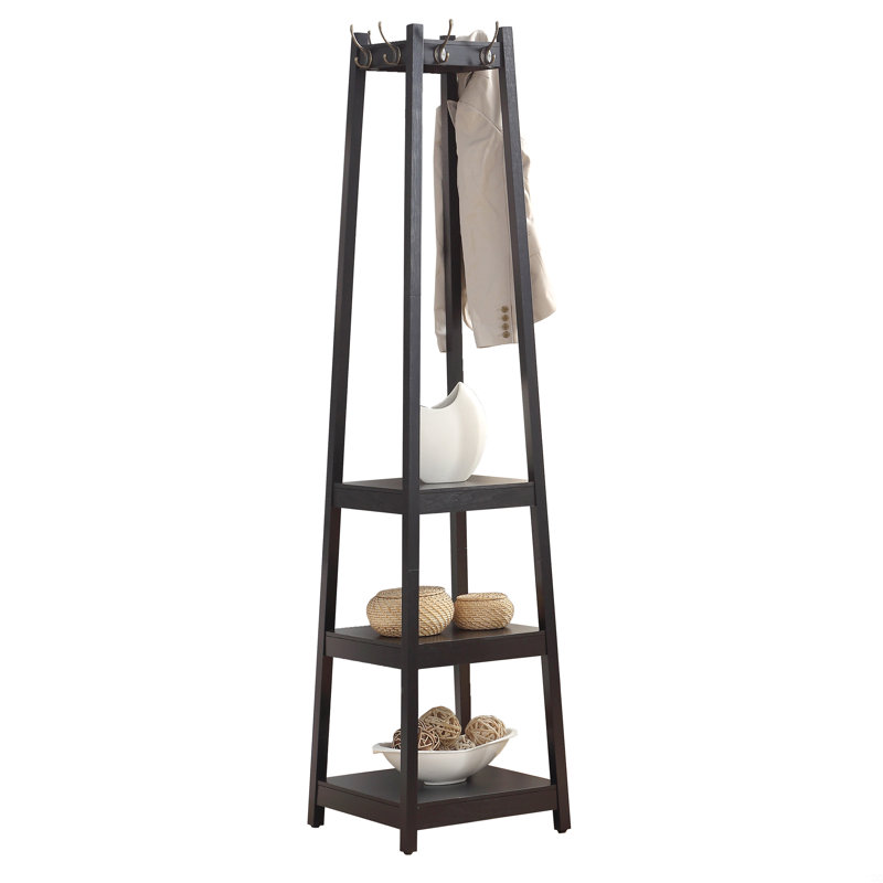 Portemanteau avec tablettes de rangement à 3 niveaux, Noir