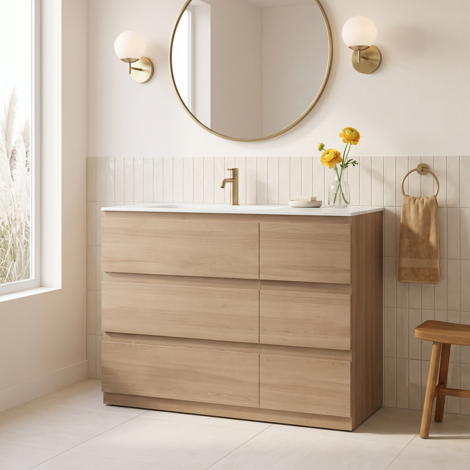 Arla 42'' Single Bathroom Vanity, Golden Oak