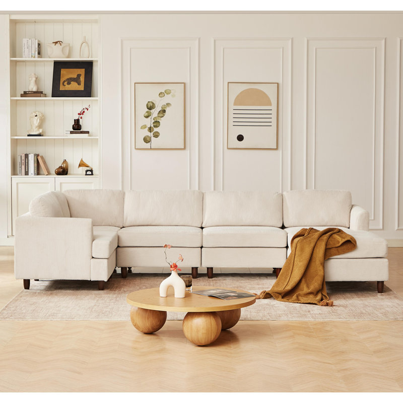 Canapé modulaire moderne, canapé convertible 6 places, Beige