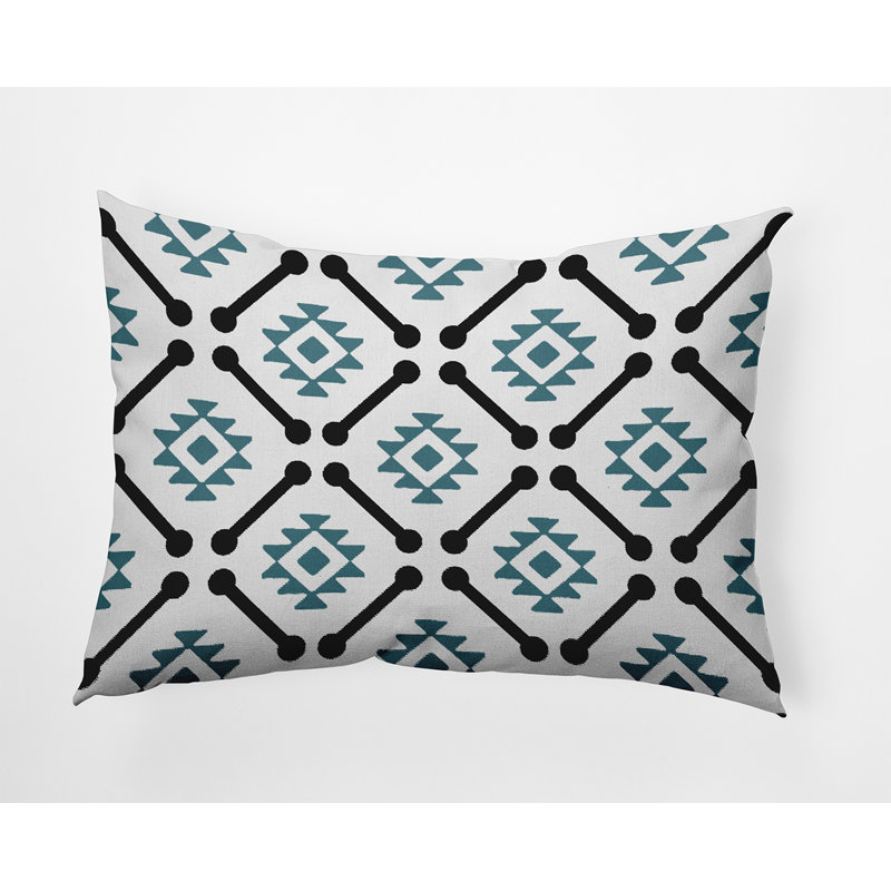 Coussin Upscale Getaway, Bleu minéral géométrique