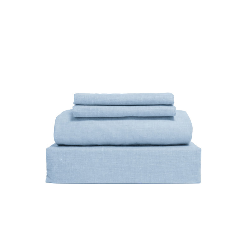 100% Cotton Standard Sheet Set, Full/Double Sheet Set + 2 Standard Pillowcases, Blue
