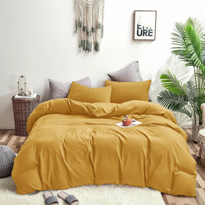 Plain Dyed Microfiber Duvet Cover Set with Pillowcases (3-Piece)