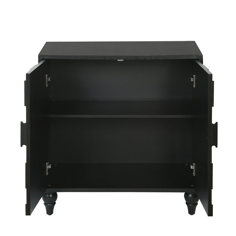 Buffet 30,31 "avec motif nid d'abeille, 31.7" H x 30.3" W x 15.7" D, Antique Black