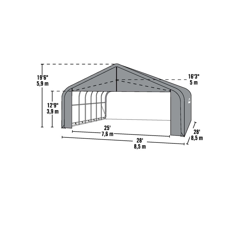 28' Ft. W x 28' Ft. D Garage, Grey
