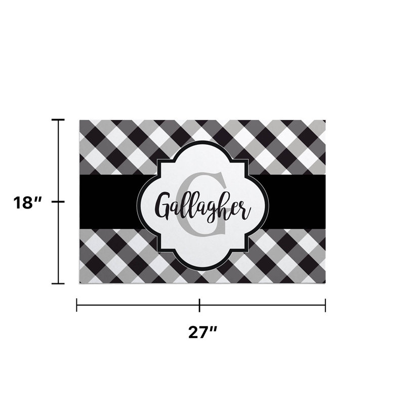 Tapis d'entrée antidérapant Denee Gingham 27 po x 18 po, Oui