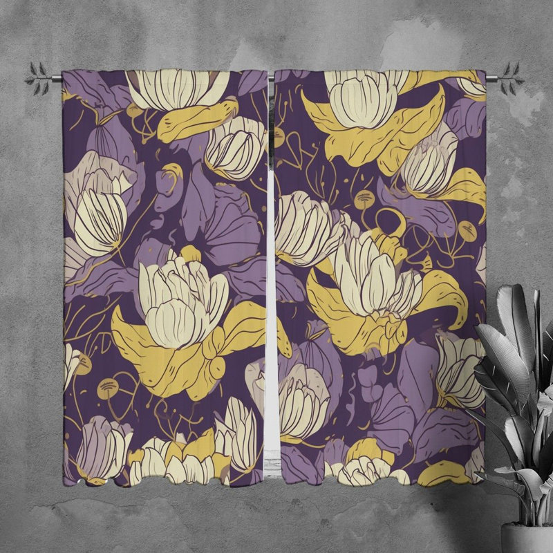 Rideaux à motif floral - 6079, L 20 po x L 61 po