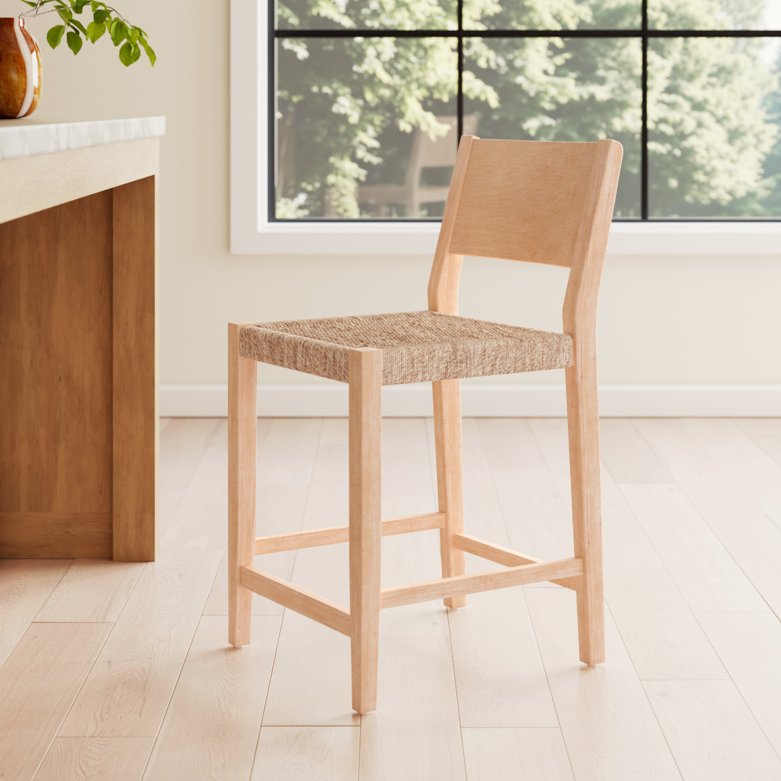 Corrine Bar Stool, Counter stool (24" Seat Height), Natural
