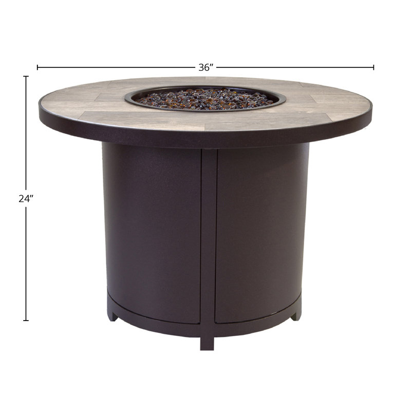 Elba Aluminum Outdoor Fire Pit Table, 24" H x 36" W x 36" D, Graphite, Summit Gray