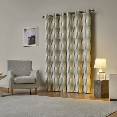 Sterling Gradient Geometric 100% Blackout Grommet Curtain Panel