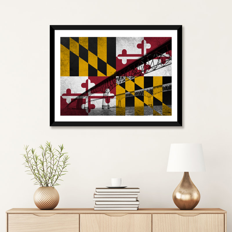 « maryland (chesapeake bay bridge) »-impression sur image, Papier avec cadre noir, H 32 po x l 24 po x P 1 po