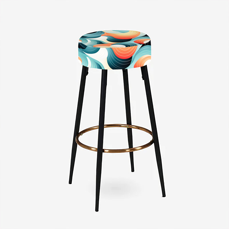 Ensemble de 2 tabourets de bar à motif géométrique orange et vert