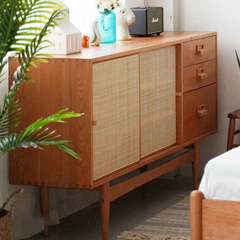 Buffet nordique minimaliste moderne, Burlywood / bois de cerisier