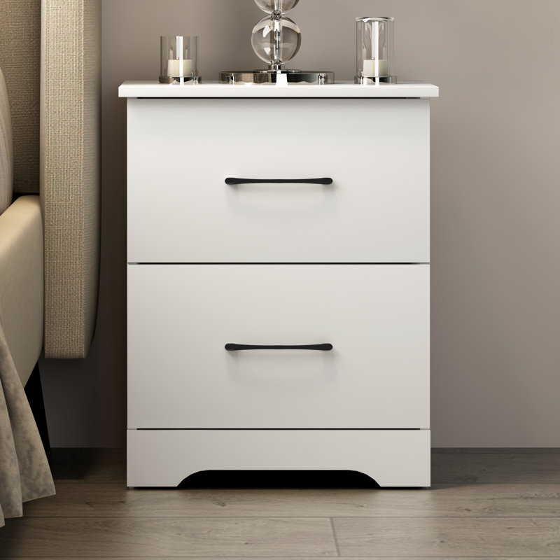 Arkia 23.7" H 2-Drawer Manufactured Wood Nightstand, White, Individual