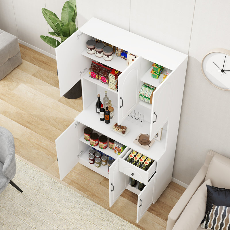 Garde-manger autoportant avec comptoir de four à micro-ondes et tablettes réglables