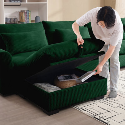 Corduroy Upholstered Ottoman Footrest - For 2/3/4 Seater Sofa