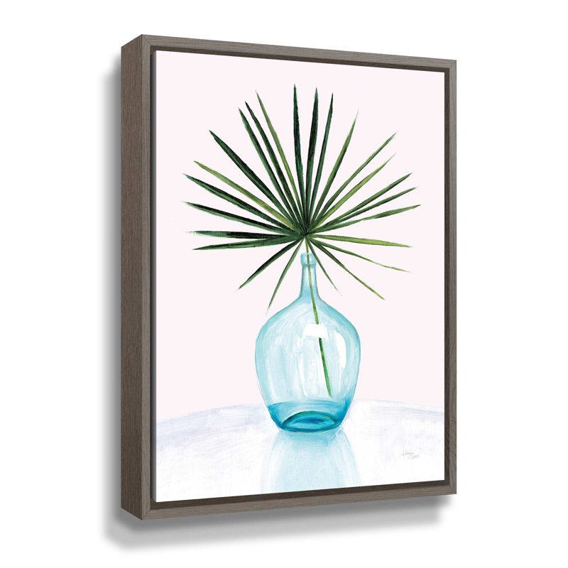 " Statement Palms I V2 ", 18" H x 14" W x 2" D, Gray Floater Frame
