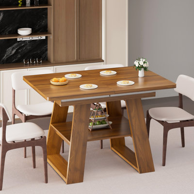 47.24''-66.92'' Rectangle Extendable Dining Table For 4-6, Extendable Kitchen Table With Removable Leaves, Space Saving
