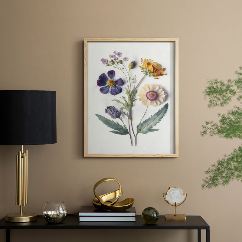 Pressed Flower Memories I, reproduction encadrée - bois massif, Naturel, H 11 po x l 9 po