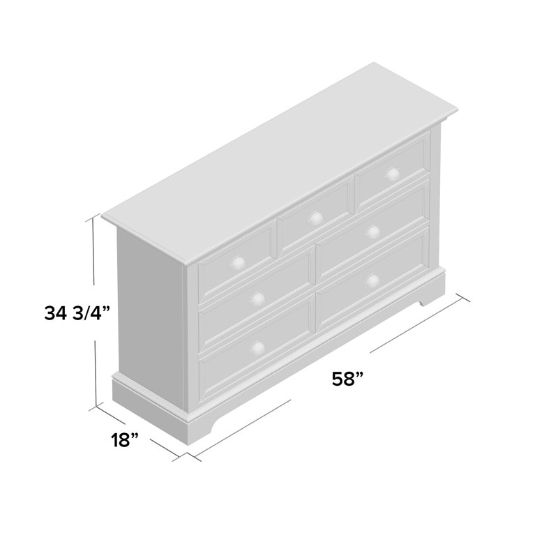 Huey 58'' W 7 - Drawer Dresser, Gray