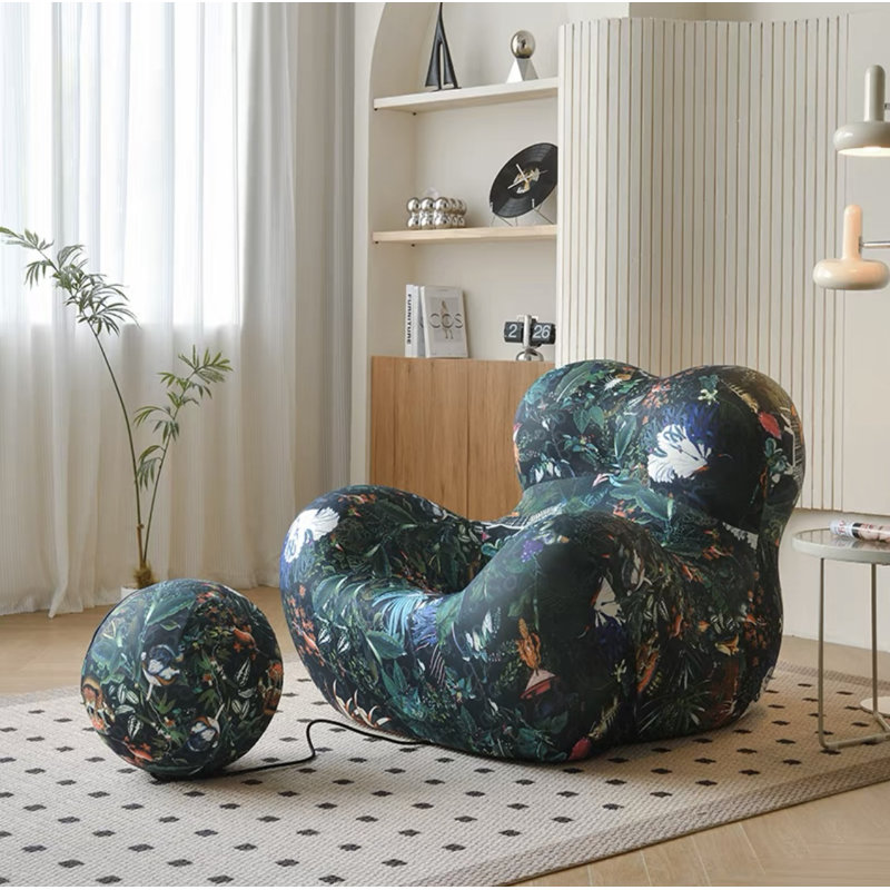 Méridienne et repose-pieds Vigna, 100 % polyester vert