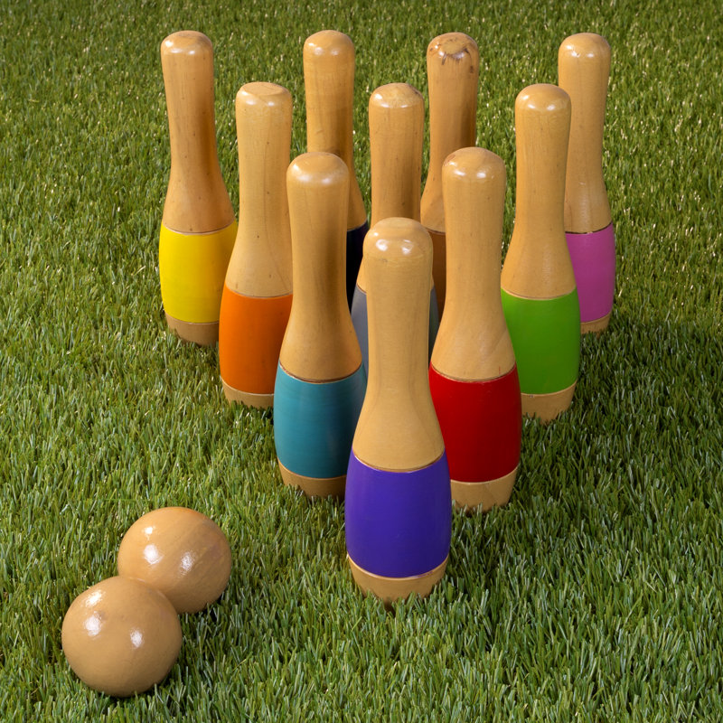 Colorful 9.5 Inch Wooden Lawn Bowling Game Set