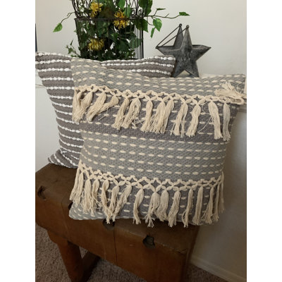 Embroidered Cotton Throw Pillow