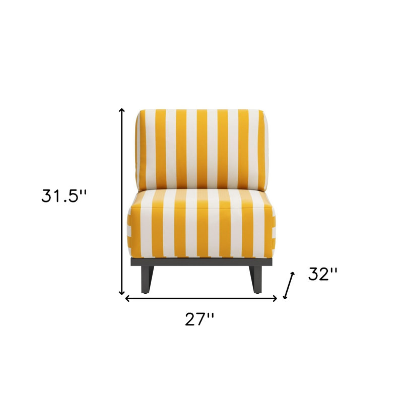 Chaise d'appoint rayée jaune 27 po