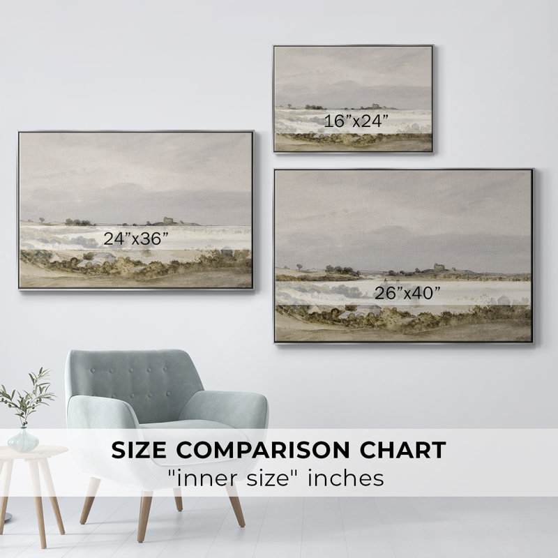 «Vintage Landscape - CMxxxi» sur, H 25 po x l 37 po x P 2 po, Toile argentée avec cadre flottant