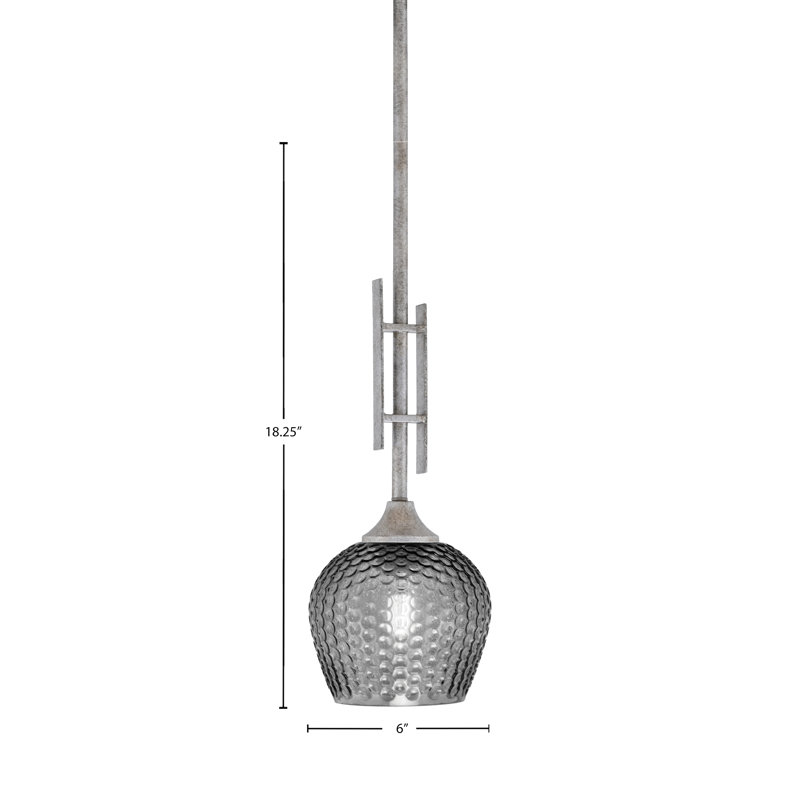 Luminaire suspendu argenté 1 lumière Uptowne, Fumée
